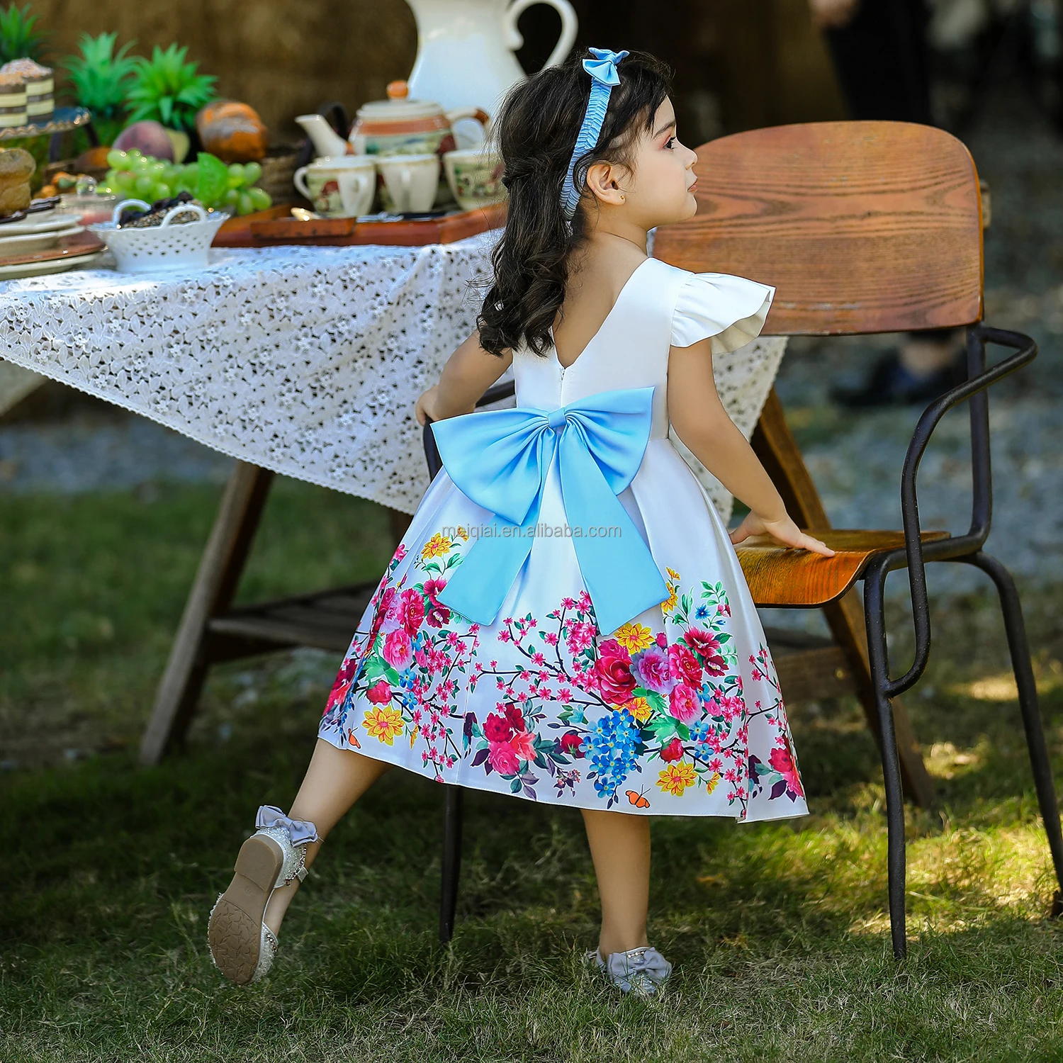 MQATZ Big Bow Christmas Flower Girl Party Princess Dress