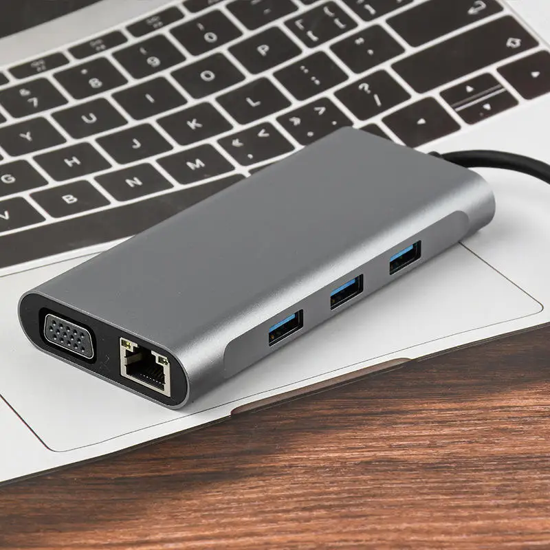 New Design Usb c Hub 10-in-1 Type c Hub USBC Hub Multiport Adapter for Mac Smart Phones with Ethernet