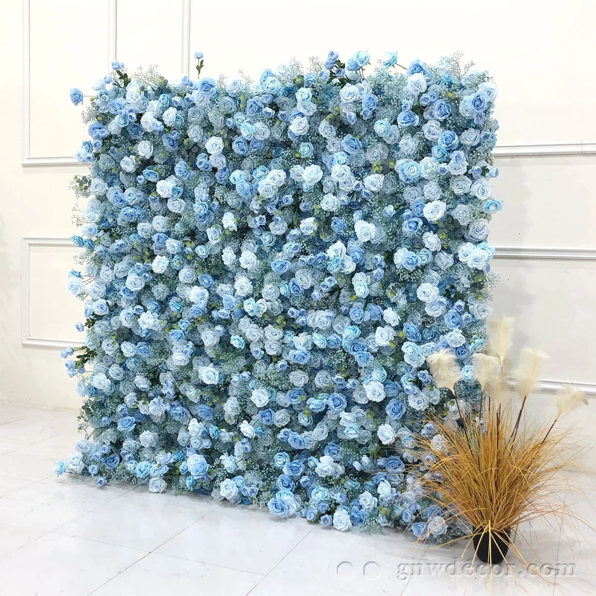 Оптовая продажа на заказ синяя детская дышащая стена свадебные принадлежности украшение роза фон Шелковый Искусственный Свадебный Декоративный цветок стена