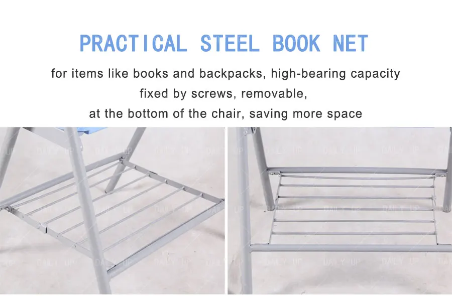 HDPE Folding training Chair Desk School Chair with Writing Pad Training Chair with Book Basket