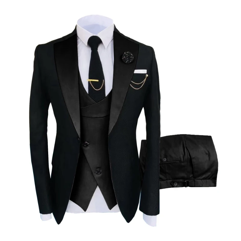 Men's One Button V-neck Piece Suit Set For Weddings Parties