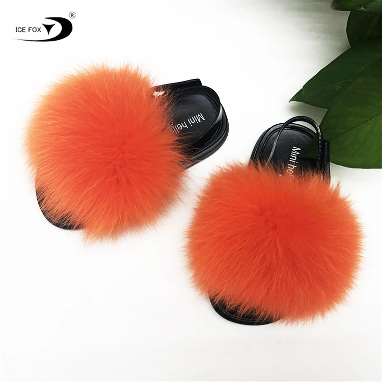 Детские меховые сандалии на заказ, детские пушистые сандалии из натурального Лисьего меха на плоской подошве, милые меховые сандалии для малышей