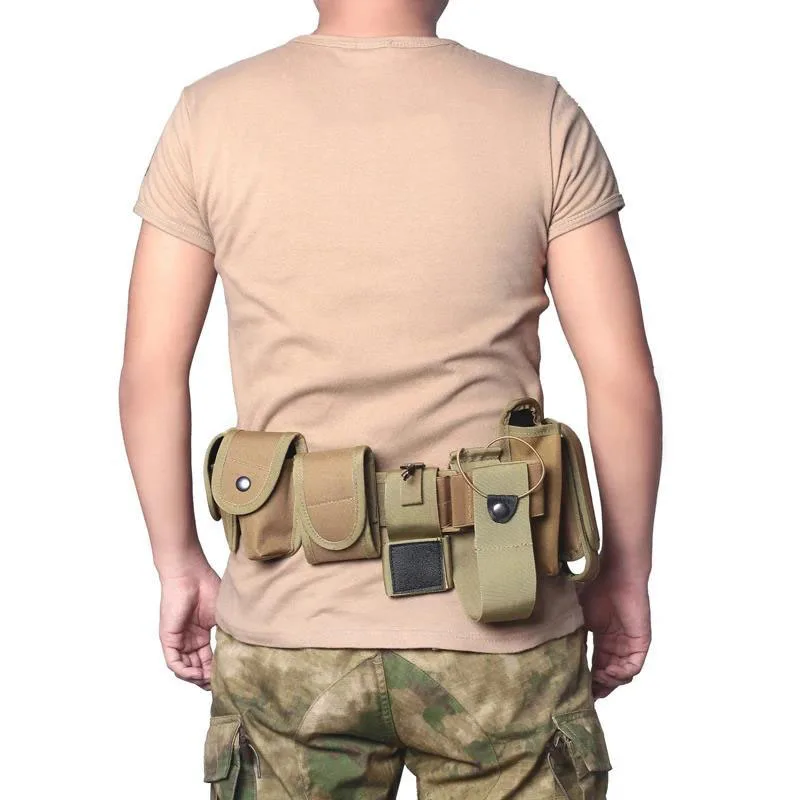 Tactical Belt Duty Belt Set Adjustable Nylon Security Belt Multifunctional Hunting Holster Flashlight Pouch Set