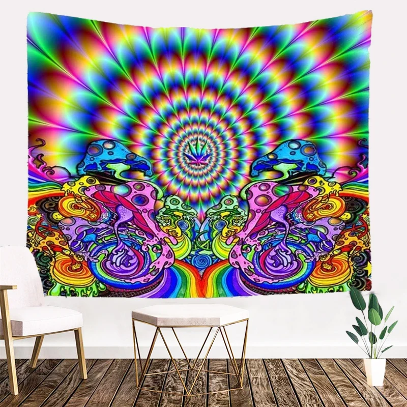 Psychedlic Hippie Mandala Tapestry Wall Hanging Art lune soleil visage Tapisserie Decor