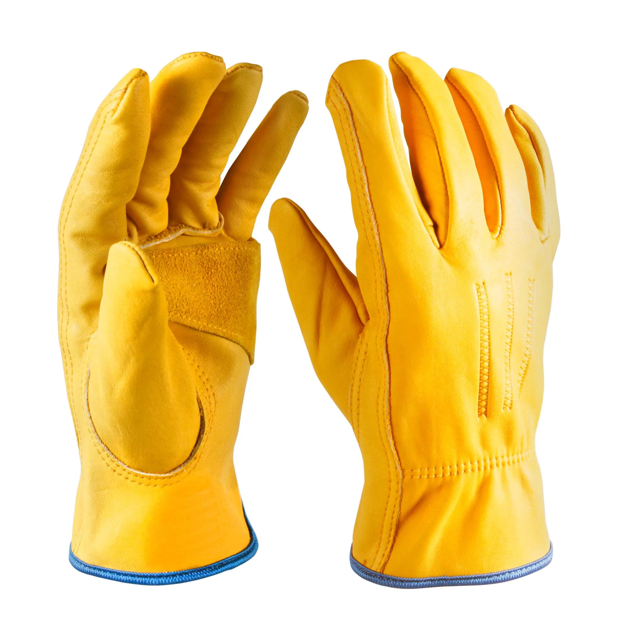 Flexible Keystone Thumb Elastic Wrist Full Cowhide Leather Gloves Driving Maintenance Light Duty Work