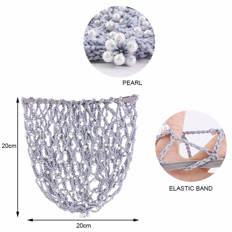 Женская сетка для волос Искусственный сетчатый снуд повязка для волос с жемчугом и бисером; Шапка, вязанная крючком негабаритных мягкие удобные женские ботильоны; Дизайнерская обувь; Женские эластичные шапки средства по уходу за волосами