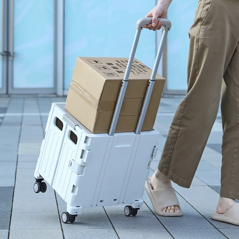 Original Factory Wholesale Foldable Four-Wheel Silver Supermarket Household Grocery Shopping Outdoor Picnic Camping Trolley