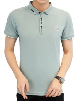 Top Quality and Hot Selling Man Fashion Cotton Plain Collar Polo Short Sleeve T-shirt_149#Green
