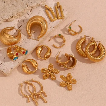 PVD Gold Plated Jewelry Set Stainless Steel Earrings Set Anti Tarnish Jewelry Earrings Women Luxury
