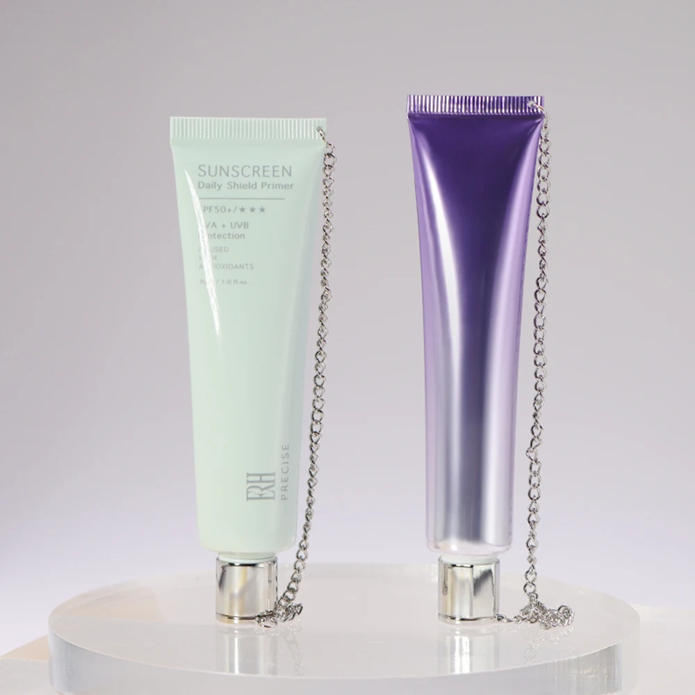 Customized Aluminum Cosmetic Packaging Tubes With Chain Hole for Hand Cream Lotion OEM ODM Plastic Tube Squeeze