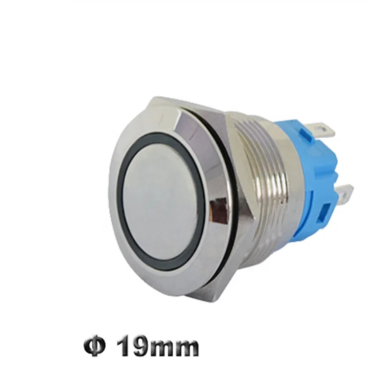 19mm Metal Push Button Switch Stainless Steel Brass Switch Latching 12V 220V Red Green LED Switch Pushbutton Momentary on Off