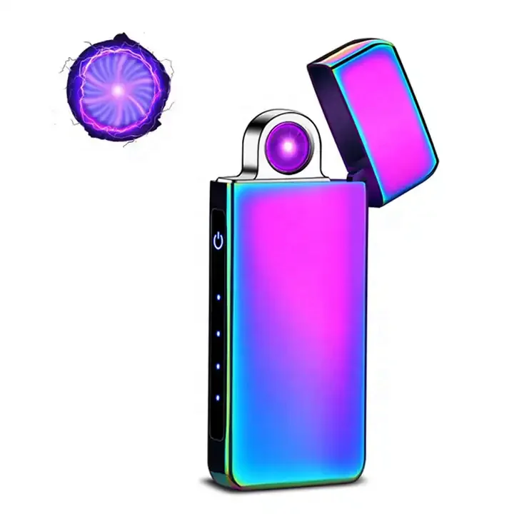 Portable Plasma Lighter with Spinning Arc Free Fire Torch Lighter Metal Cigar Cigarette Lighter for Man Gift