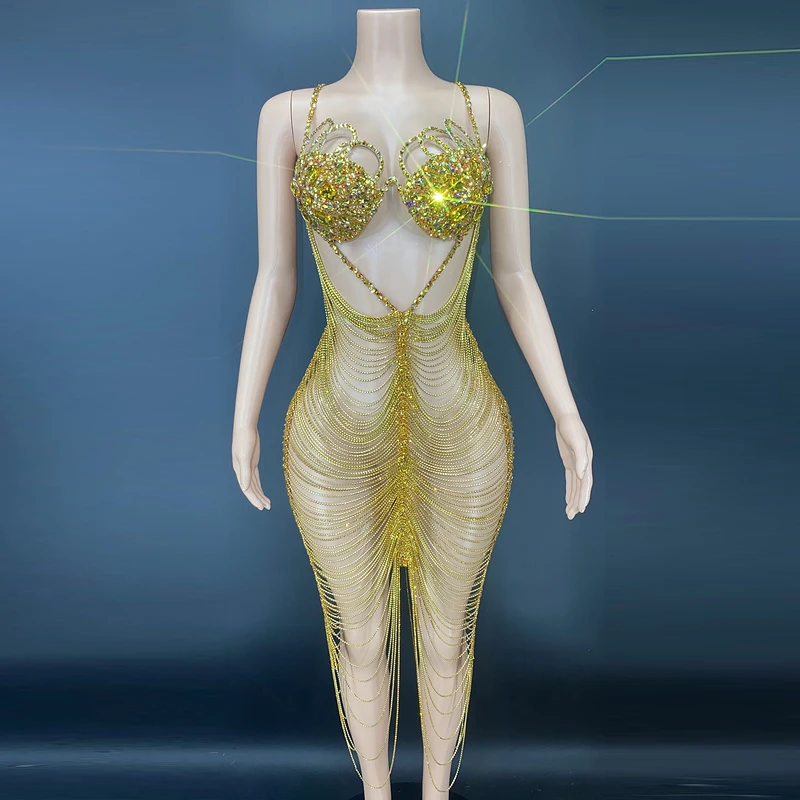 slim fit dress slacks Roberto Cavalli // White & Gold Chain Print Asymmetrical Dress – VSP  Consignment main image 1