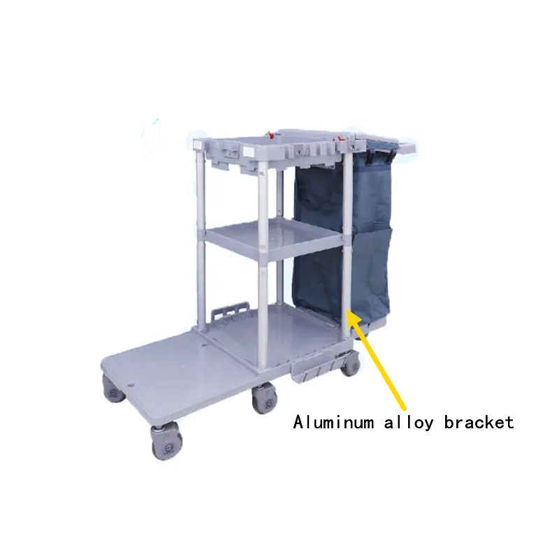 Good quality  Attractive Style Plastic Grey Industrial hotel Cleaning Housekeeping Maid Janitorial Cart
