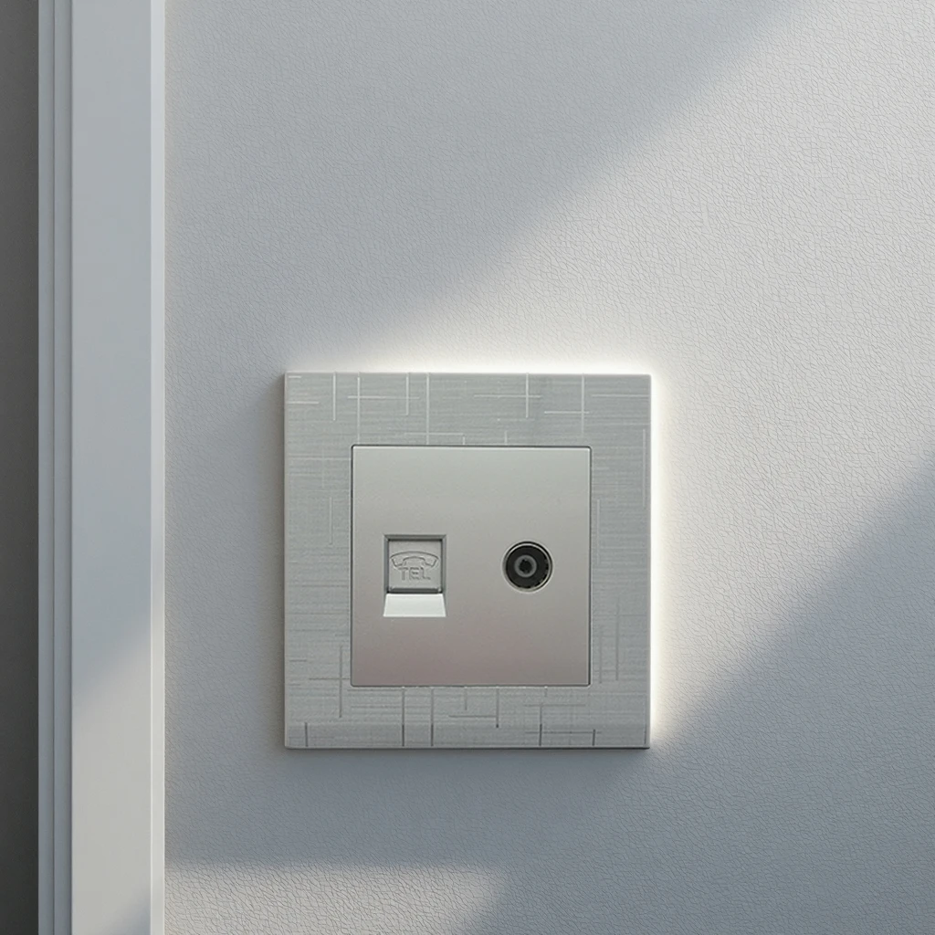 VNX Factory Deliver Selling UK Standard One Gang Telephone Socket With 1Gang TV Socket Silver Color PC Material for Home