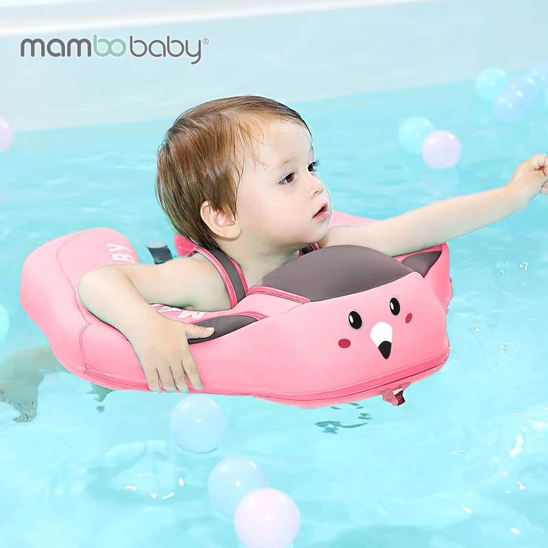 Non Inflatable Mambobaby Baby Float with Canopy Kids Swimming Ring Swim Trainer Waist Pool Floats Toddle Infant Kids Children