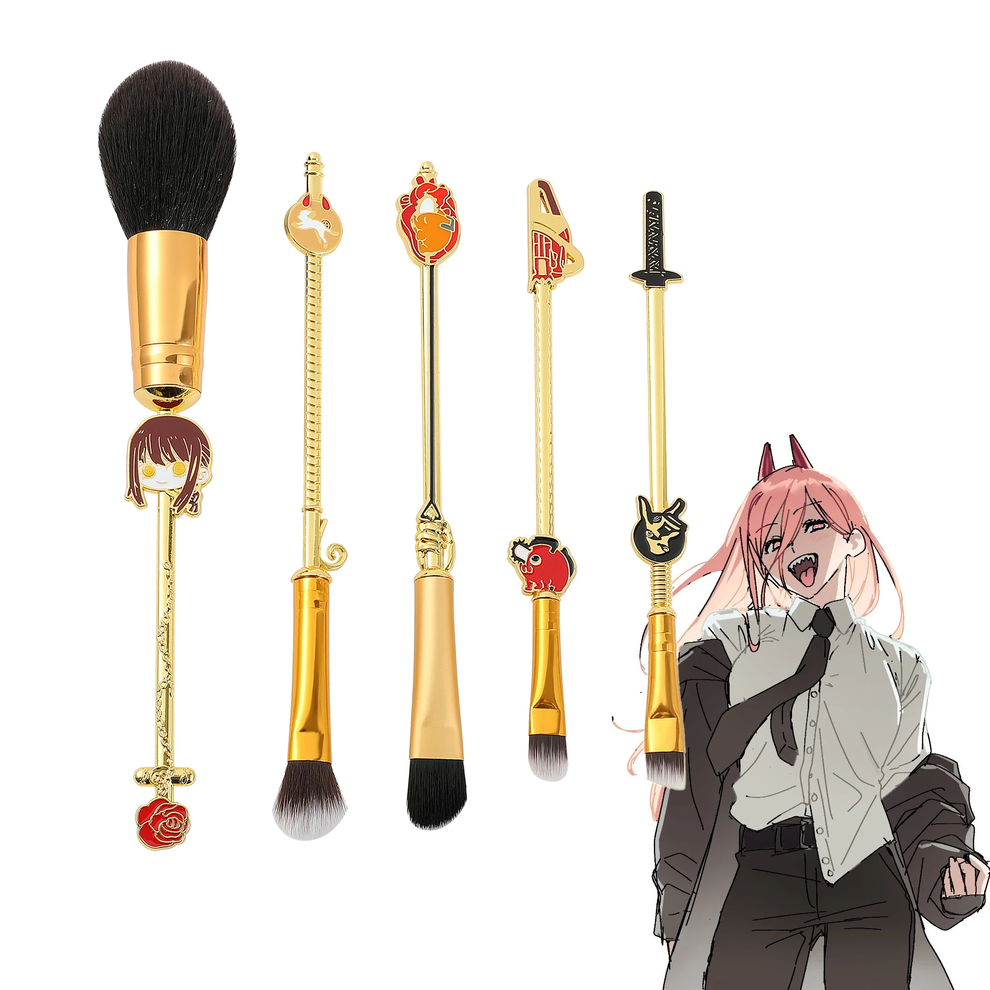 Anime Makeup Brushes, Anime Gold Metal Magic Wand Handle Makeup Brushe –  TweezerCo