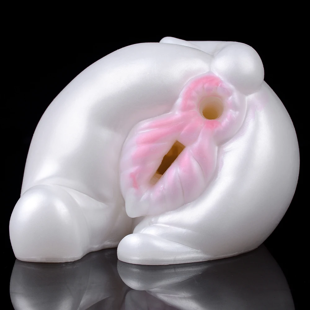 GEEBA Dual Channel Male Masturbator Cup Fantasy Pig Vagina Anal for Men Penis Stroker Sex Toys Artificial Vaginal Pocket Pussy