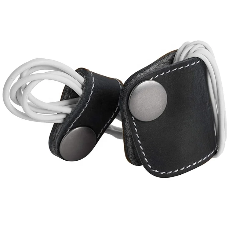 Fascette stringicavo in pelle, organizer per cavi, portatile, per auricolari, gestione dei cavi, fascette per lavoro e viaggi (set da 12