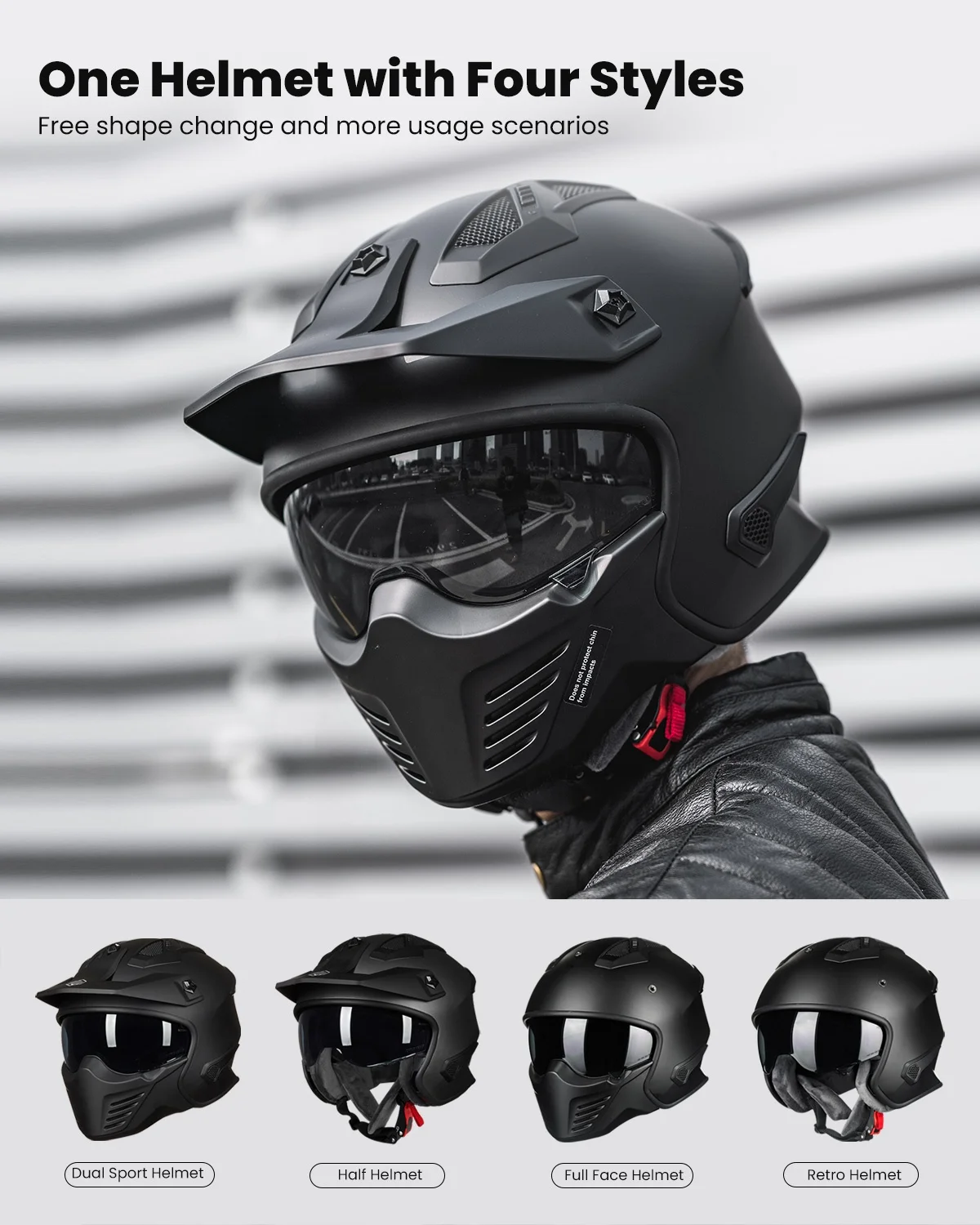 DOT ILM Open Face Helmet 3/4 Half Helmet for Motorcycles