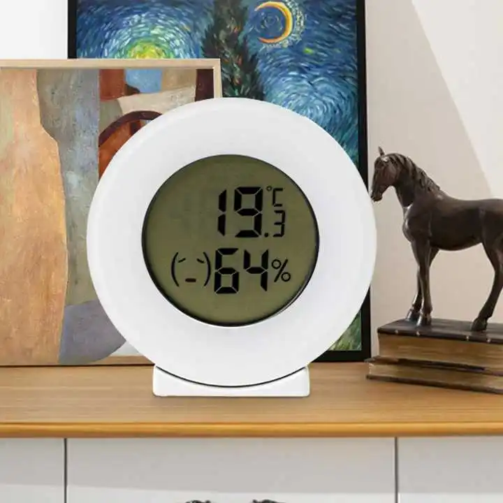 Mini Digital Thermo-Hygrometer Hygrometer Humidity and Temperature Round Mini Plastic LED Home Electronic Thermo-Hygrometer