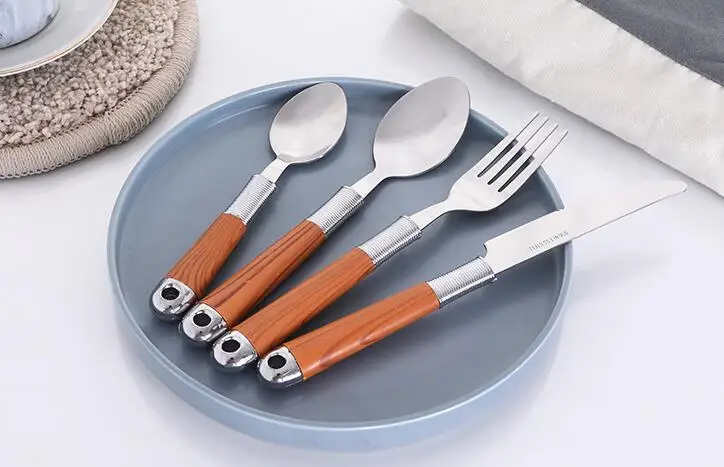 New Plastic Handle Royal Besteck Posate  Silverware Set Stainless Steel Cutlery Sets