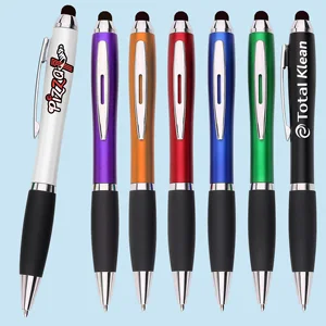IDO Custom Logo with Stylus Ballpoint Pen Plastic Promotion Ballpen with Personalized Design Paint Coating Twist Pen