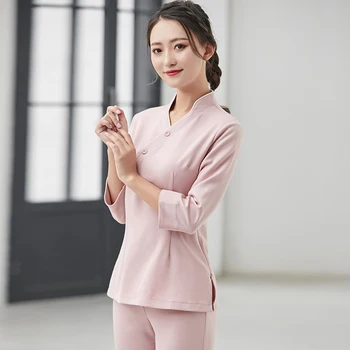 Traje de uniforme de belleza, ropa de esteticista de salón de Spa de estilo  coreano, uniforme de terapia de masaje de uñas, ropa de masaje de calidad