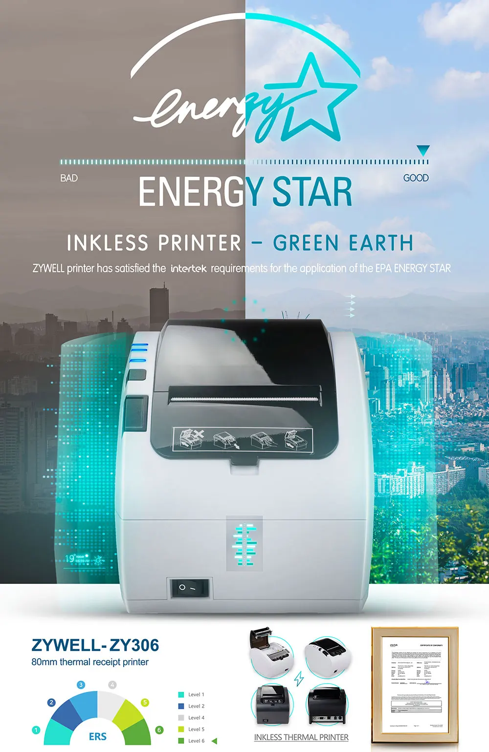 ZY303 Thermal POS Printer - 80mm & 58mm USB LAN Auto Cutter