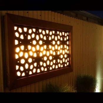 Modern design artwork laser cutting corten steel metal garden art wall light metal art