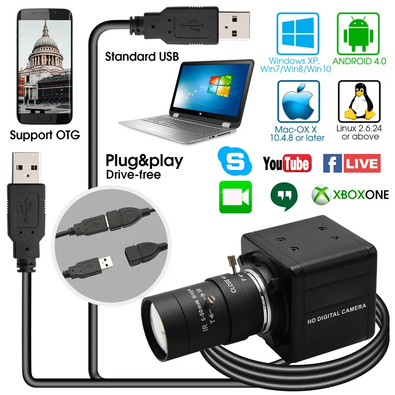 ELP USB カメラ 16 メガピクセル USB ウェブカメラCS5-50mm ELP USB カメラ 16 メガピクセル USB ウェブカメラCS5-50mm