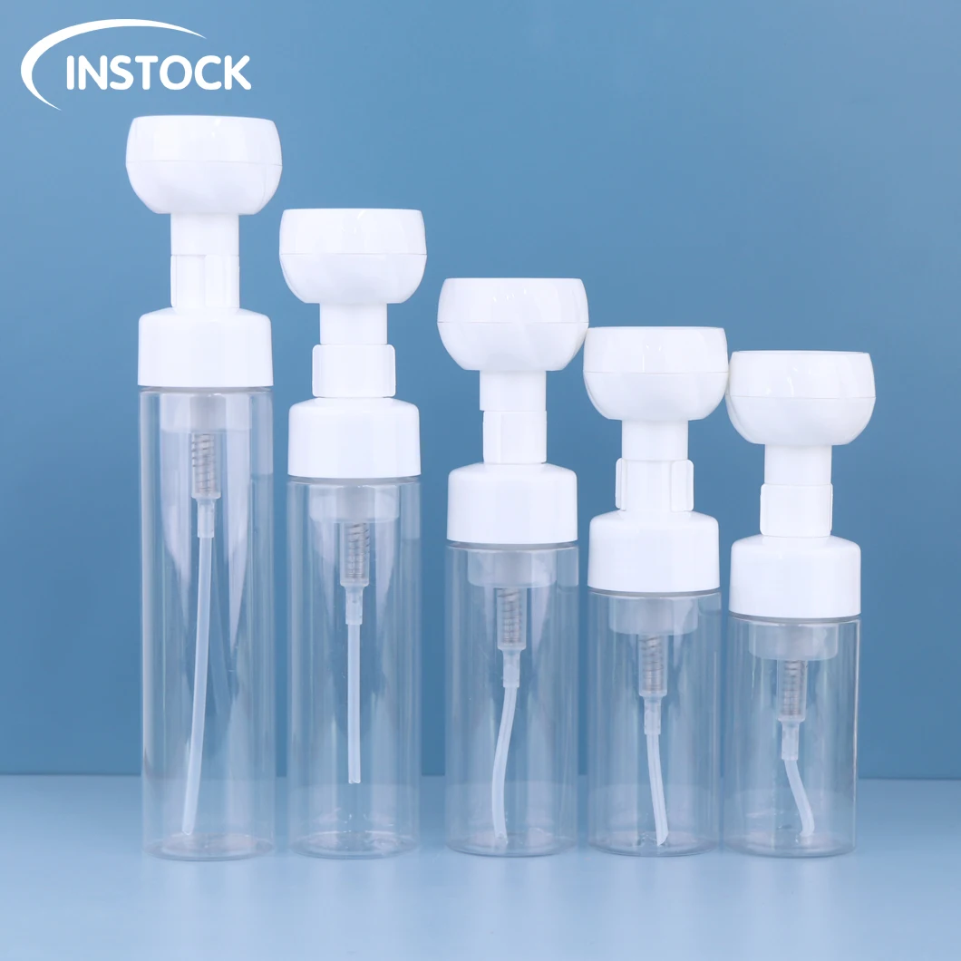 Cosmetic Bottle 300/500ml Foam Bottle Soap Dispenser With Flower Shape Pump Facial Cleanser Hand Wash Bottle