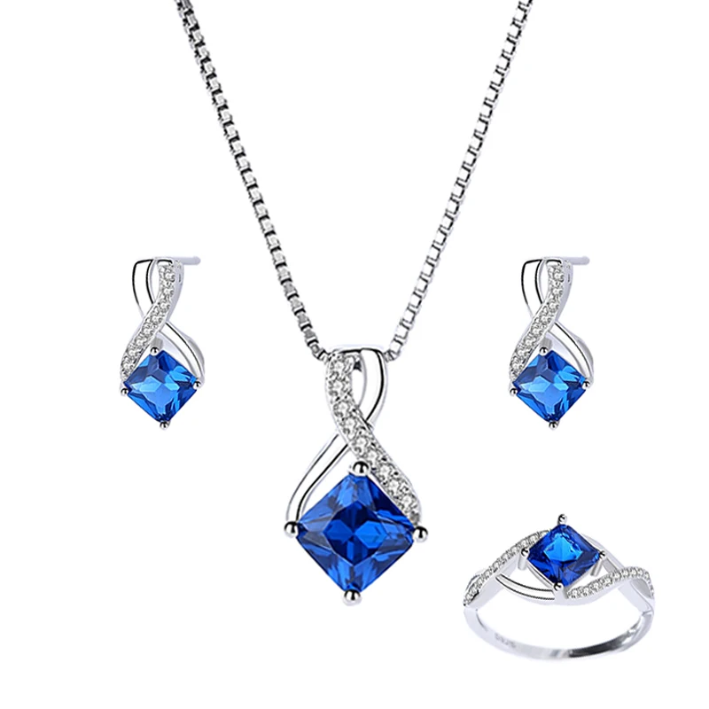 Cat September Birthstone Sapphire Blue Jewelry Set – Aurora Tears