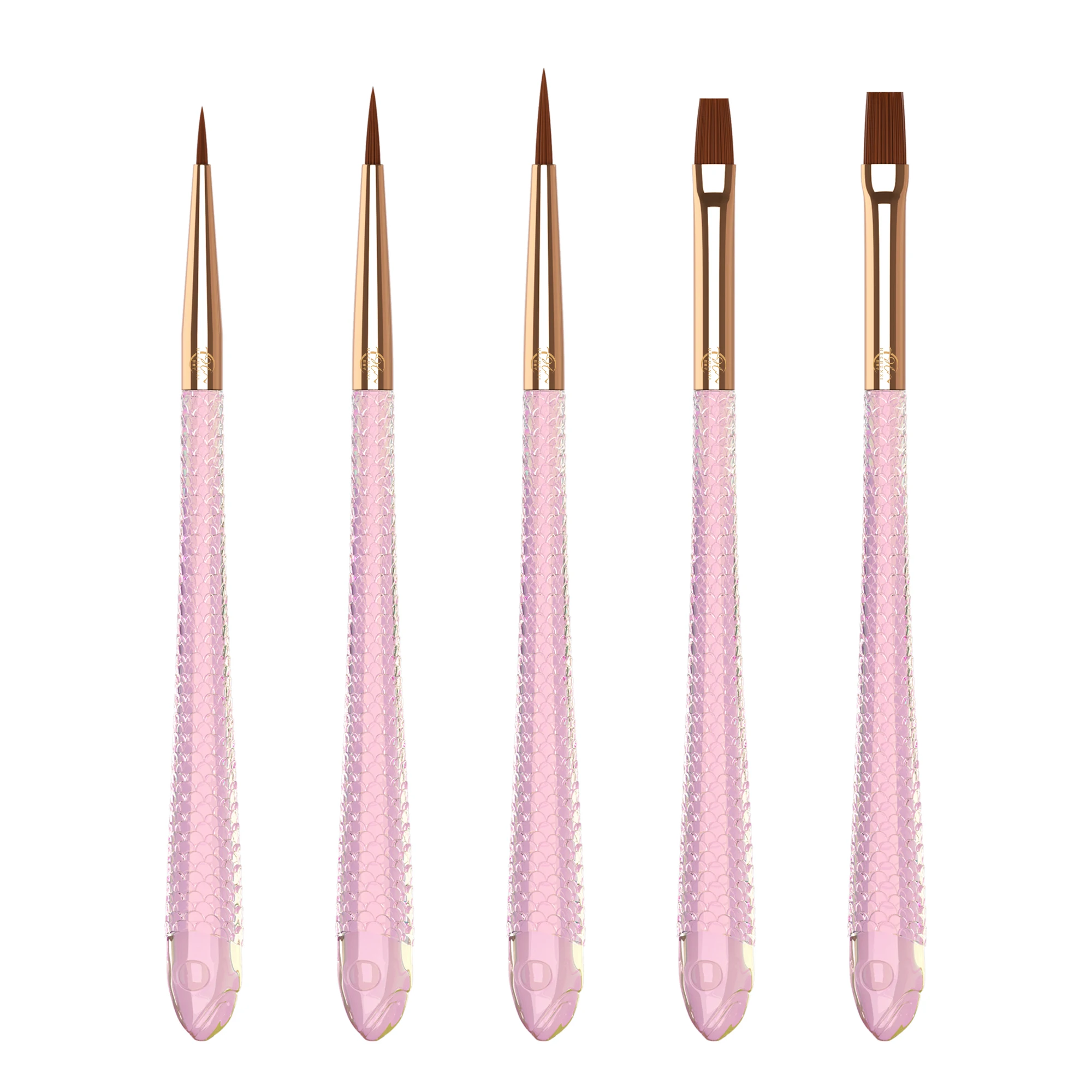 Набор из 5 шт. нейлоновые волосы розовые акриловые рыбьи весы дизайнерские кисти для рисования акварели гуашь масло акрил