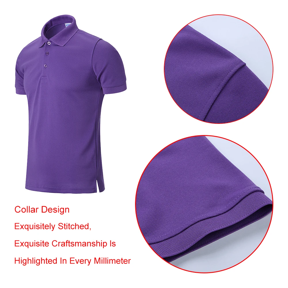 AI-MICH OEM Custom Logo Polo Shirt 240Gsm 100% Silk Cotton Intercolor Lapel Corporate Staff Uniforms Men'S Sport Golf Shirts