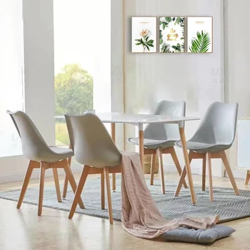 Nordic furniture famous designer cafe chairs white dining tables wooden Scandinavian tulip modern dining tables and chairs set 4