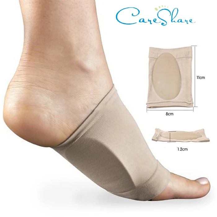 Silicone Elastic Bandage Arch Support Compression Sleeve Flat Feet Plantar Fasciitis Arch Sleeve Sock With Gel Cushions Sebs
