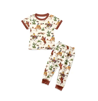 Baby girls boutique 2pcs sleepwear pajamas short sleeve round neck design legging newborn infant toddler outfits clothing sets