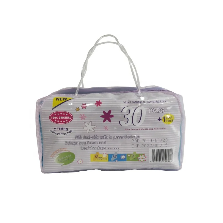 Disposable Zip Lock Cotton Bag for Lady Breathable Sanitary Pads Packaged in Eco-Friendly Material
