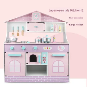 Real Cooking Wooden Artificial Kitchen Stall Set Small Kitchen Utensils & Dishwasher for Kids Play Toy