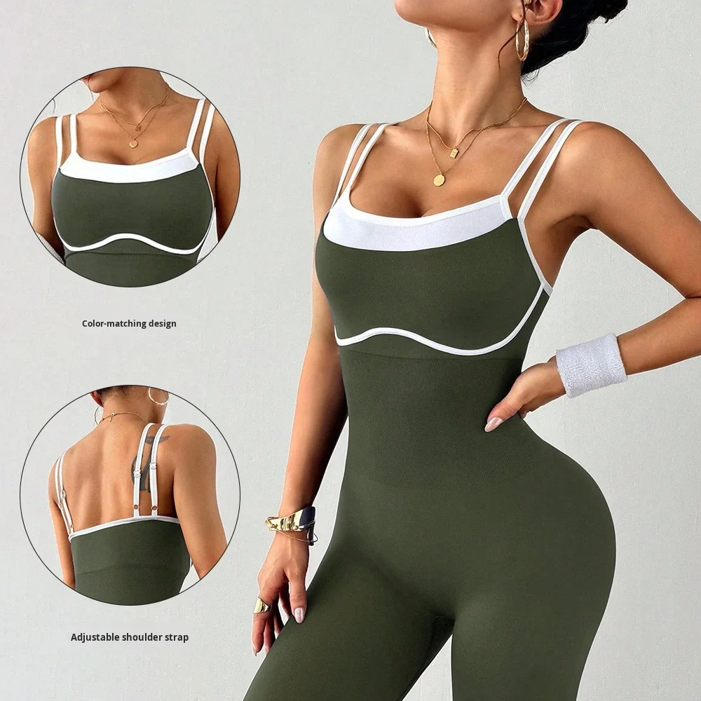 Quick-Dry Seamless Outdoor Sports One-piece Fitness Clothing Yoga Suit Jumpsuit Spaghett preview