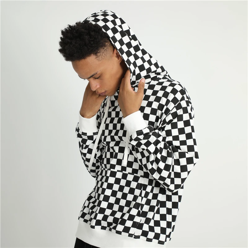 Wholesale Pullover Cotton Checker Hoodie For Men Plaid Hoodies - Buy ...