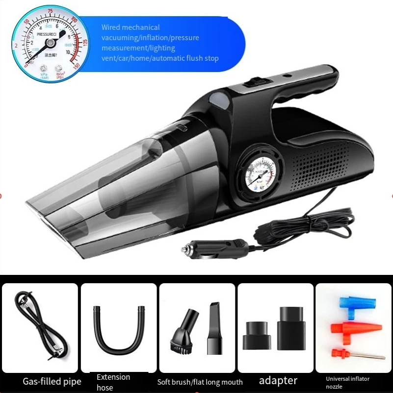 Многофункциональный портативный беспроводной автомобильный пылесос с воздушным компрессорным насосом для накачки шин со светодиодным светом