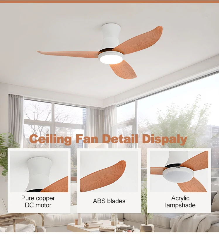 1stshine Led Ceiling Fan Low Noise Dc Motor Simple Remote Control ...