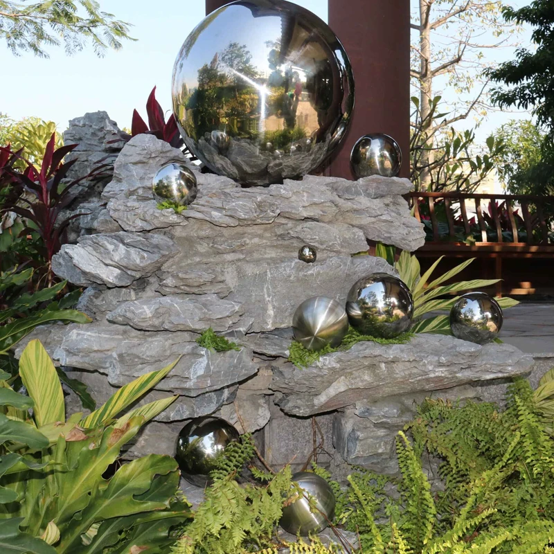 Boule D'observation Jardin 25 Cm En Acier Inoxydable - Sphère Réfléchissante 360°, Design Creux, Décoration Extérieure Terrasse Pelouse - 11