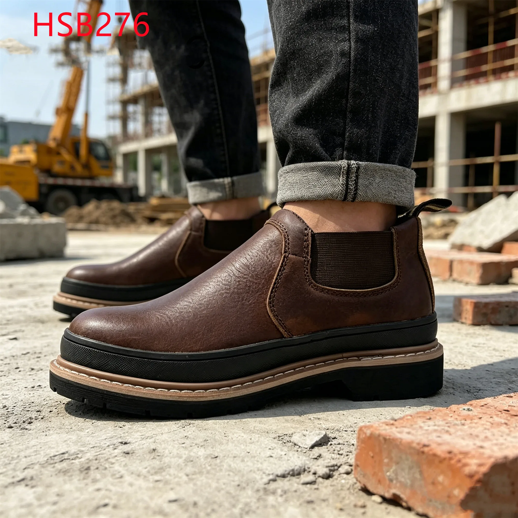 LXG,Engineering Workshop Quality Crazy Horse Leather Safety Shoes Moisture Barrier Goodyear Rubber Sole Work Footwear HSB276