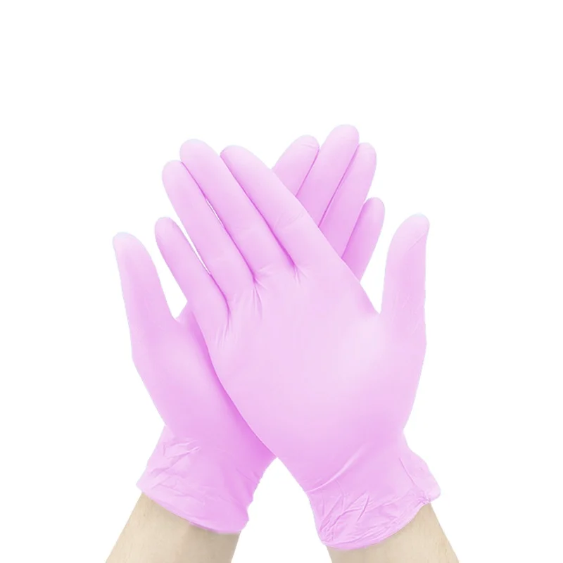 Beauty Clean Hair Salon Hand Gloves Finger Protection 100 pcs Box Disposable Pink Pure Nitrile Gloves