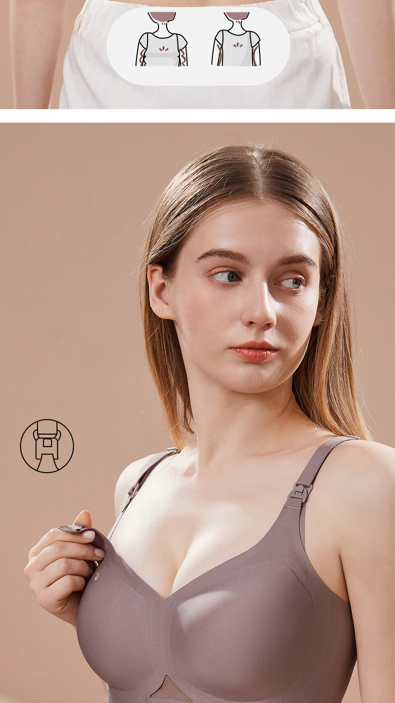 Comfortable Nursing Bra No Sense Maternity Bra Leak Proof Push Up