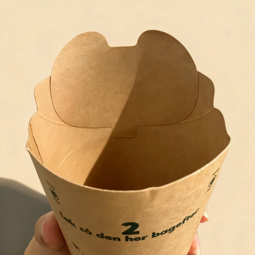 Free Sample Custom Logo Size Cafe Paper Disposable Foldable Butterfly Cup Kraft Hot Drink Cup No Lids Easy Drinking