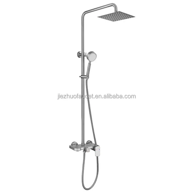 SUS304 Stainless Steel Brushed Three Function Flat Shower, Cold and Hot Water Bathroom Shower Mixer